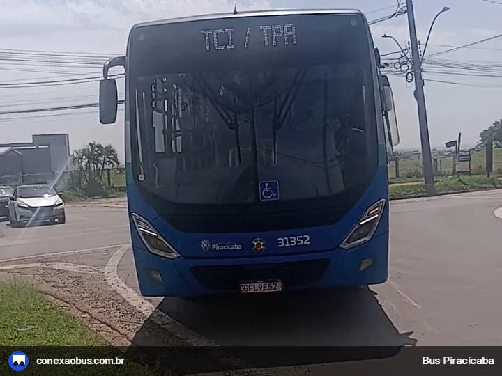 Ônibus Marcopolo Torino 2014, da Rápido Sumaré | Pira Mobilidade, prefixo 31352, linha 312 Higienópolis, em Piracicaba-SP