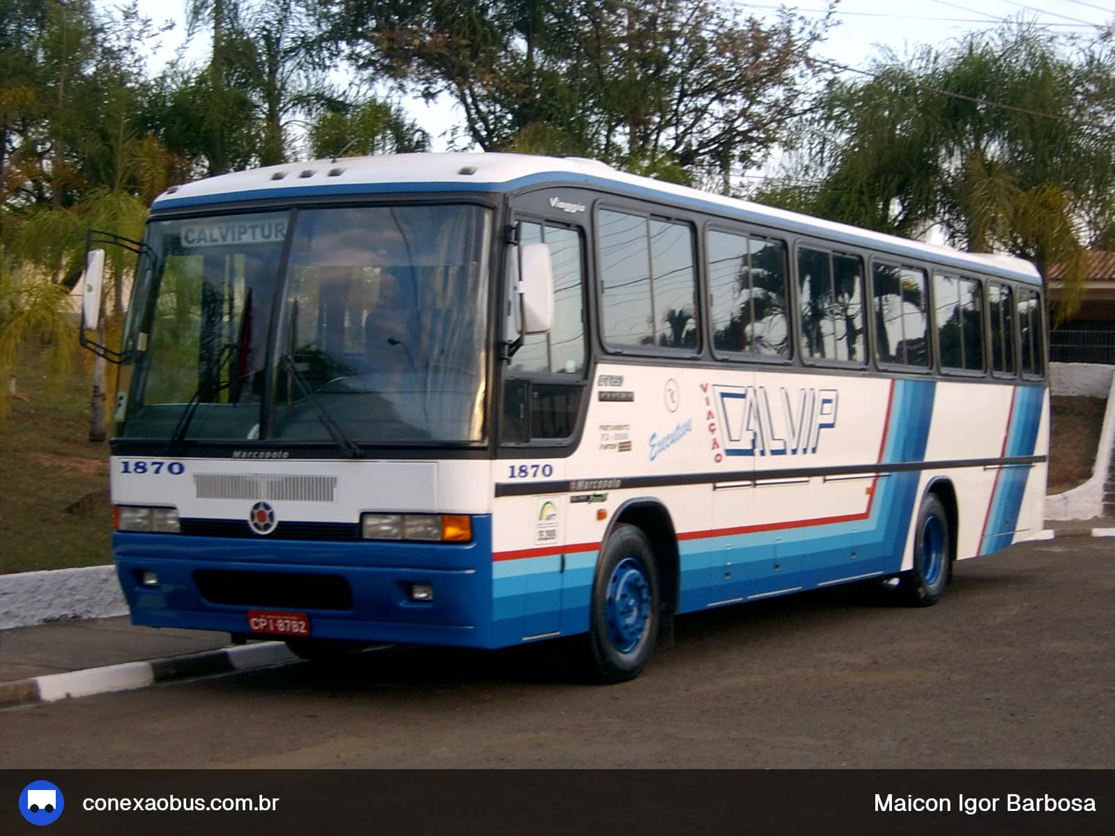 Ônibus Marcopolo Viaggio GV 850, da Viação Calvip, prefixo 1870, em Tiête-SP