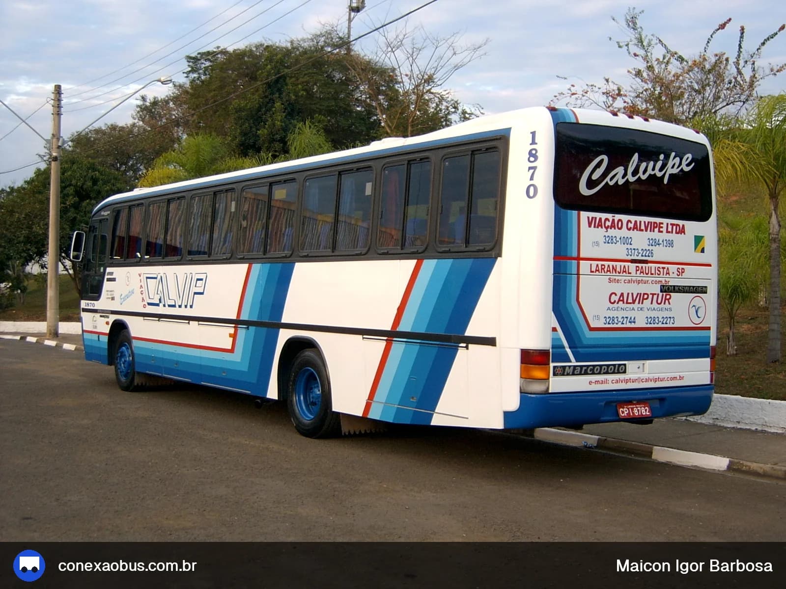 Ônibus Marcopolo Viaggio GV 850, da Viação Calvip, prefixo 1870, em Tiête-SP