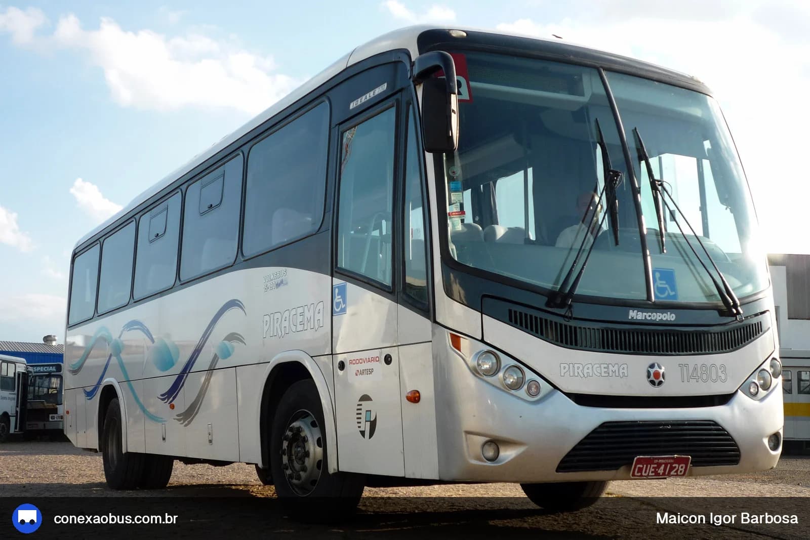 Ônibus Marcopolo Senior 770, da Viação Piracema de Transportes Ltda, prefixo 114803, em Piracicaba-SP