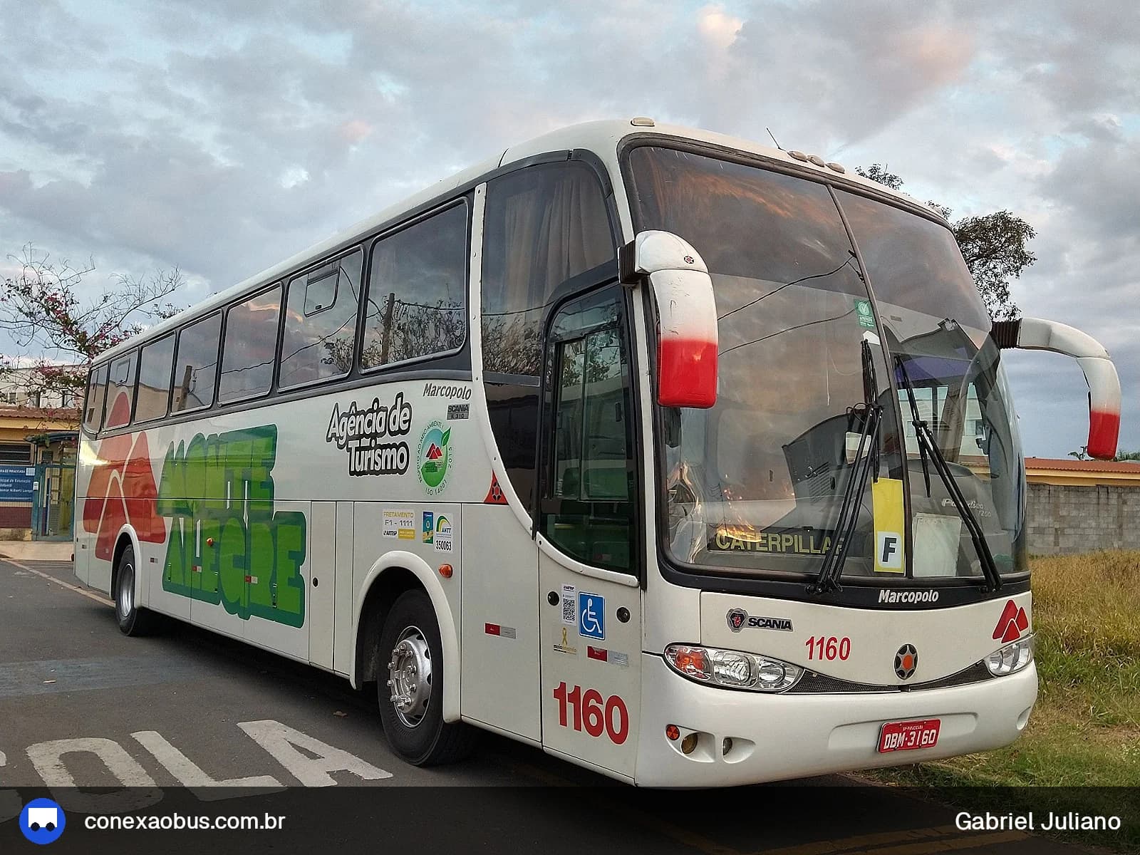 Ônibus Marcopolo Paradiso G6 1200 HD, da Monte Alegre Turismo, prefixo 1160, em Piracicaba-SP