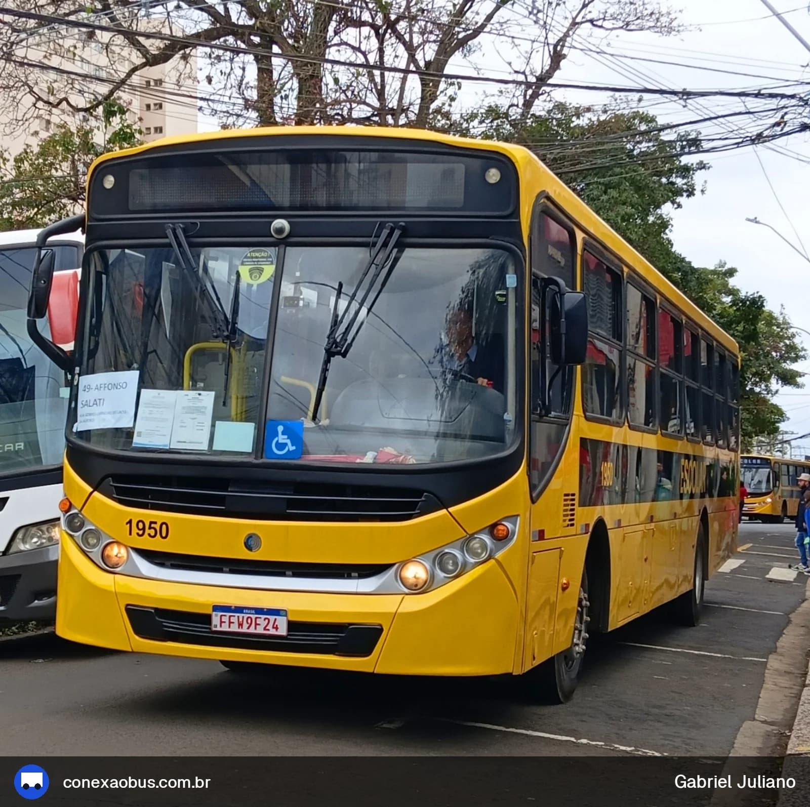 Ônibus CAIO Apache Vip III, da Viação Salire, prefixo 1950, em Piracicaba-SP