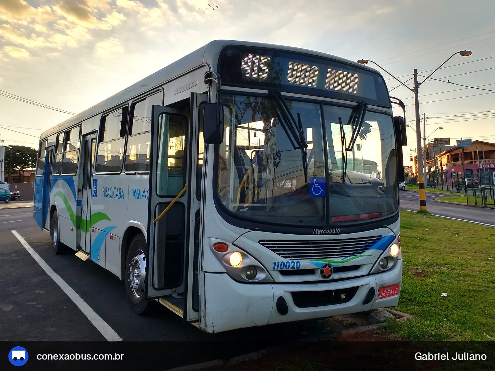 Ônibus Marcopolo Torino 2007, da Via Ágil | Transporte Coletivo de Piracicaba, prefixo 110020, em Piracicaba-SP