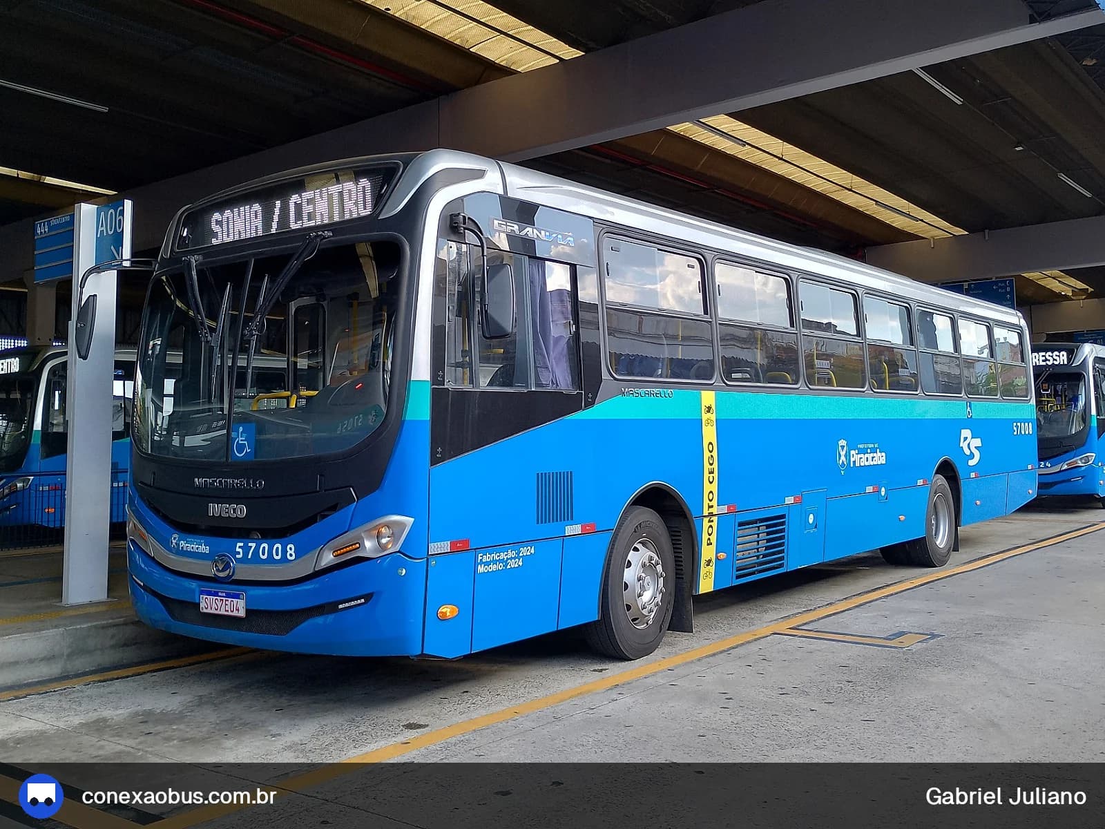 Ônibus Mascarello GRAN Via 2023, da Rápido Sumaré | Pira Mobilidade, prefixo 57008, linha 444 SÔNIA  / CENTRO, em Piracicaba-SP