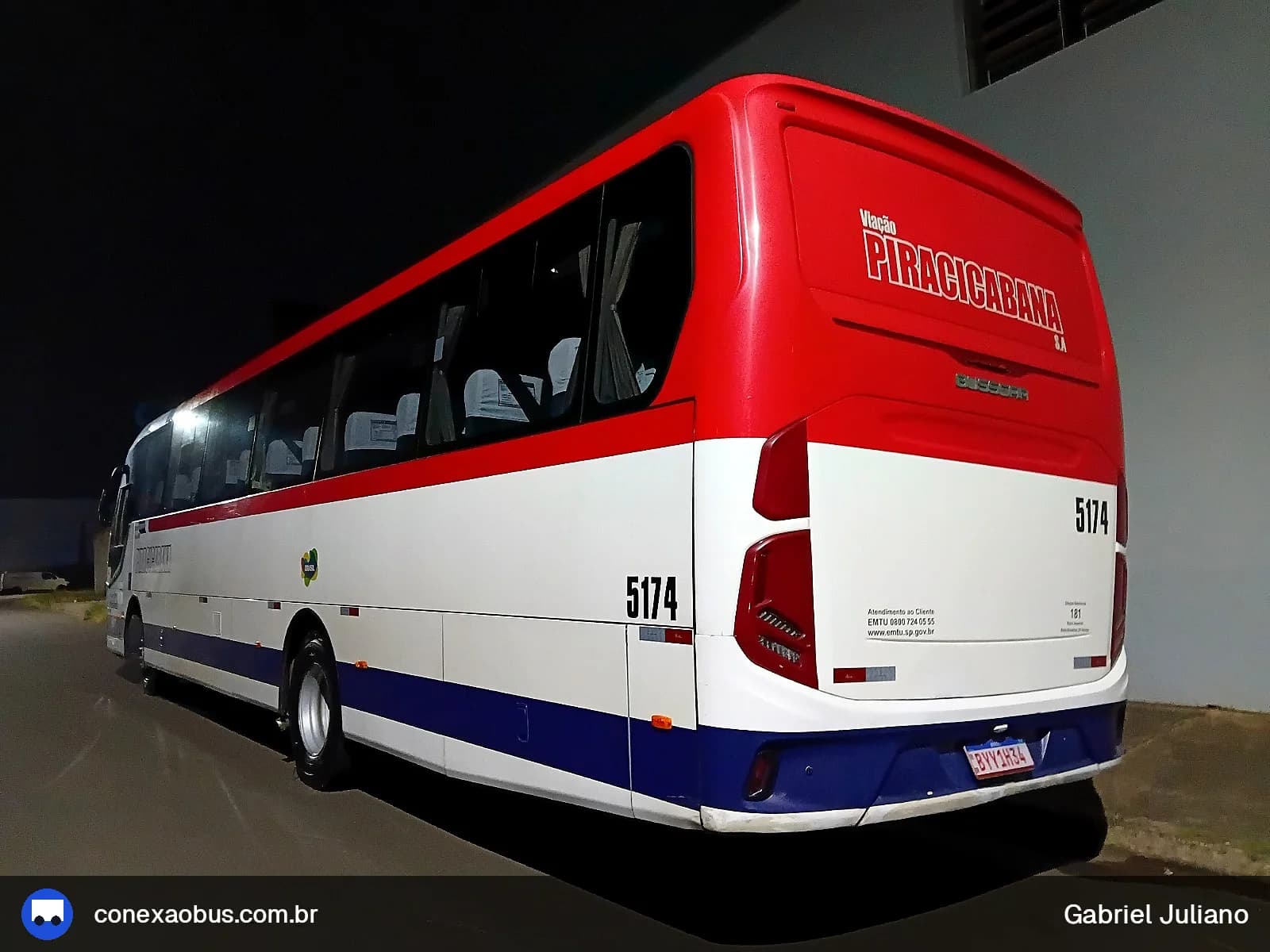 Ônibus Busscar El Buss FT 2021, da Viação Piracicabana, prefixo 5174, em Piracicaba-SP