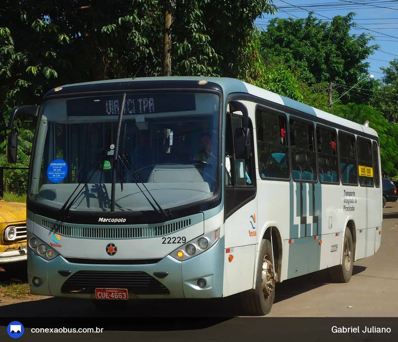Ônibus Marcopolo Senior Midi, da Viação Trevisan e Logística, prefixo 22229, em Piracicaba-SP