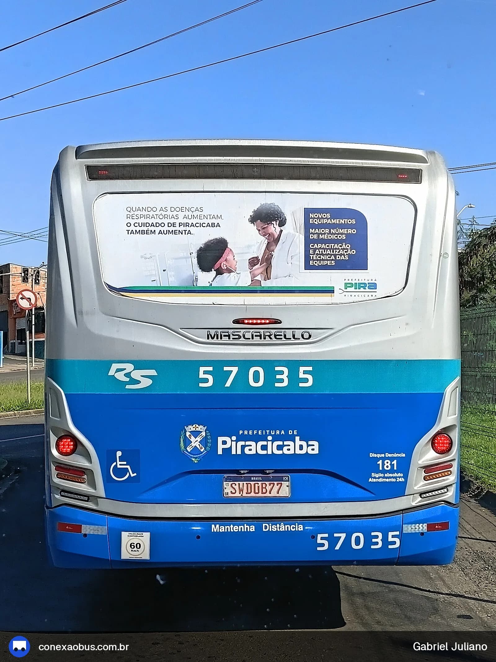Ônibus Mascarello GRAN Via 2023, da Rápido Sumaré | Pira Mobilidade, prefixo 57035, em Piracicaba-SP