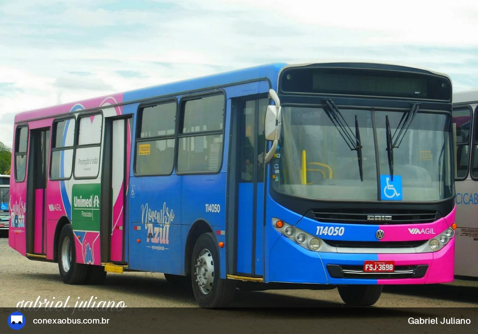 Ônibus CAIO Apache Vip III, da Via Ágil | Transporte Coletivo de Piracicaba, prefixo 114050, em Piracicaba-SP