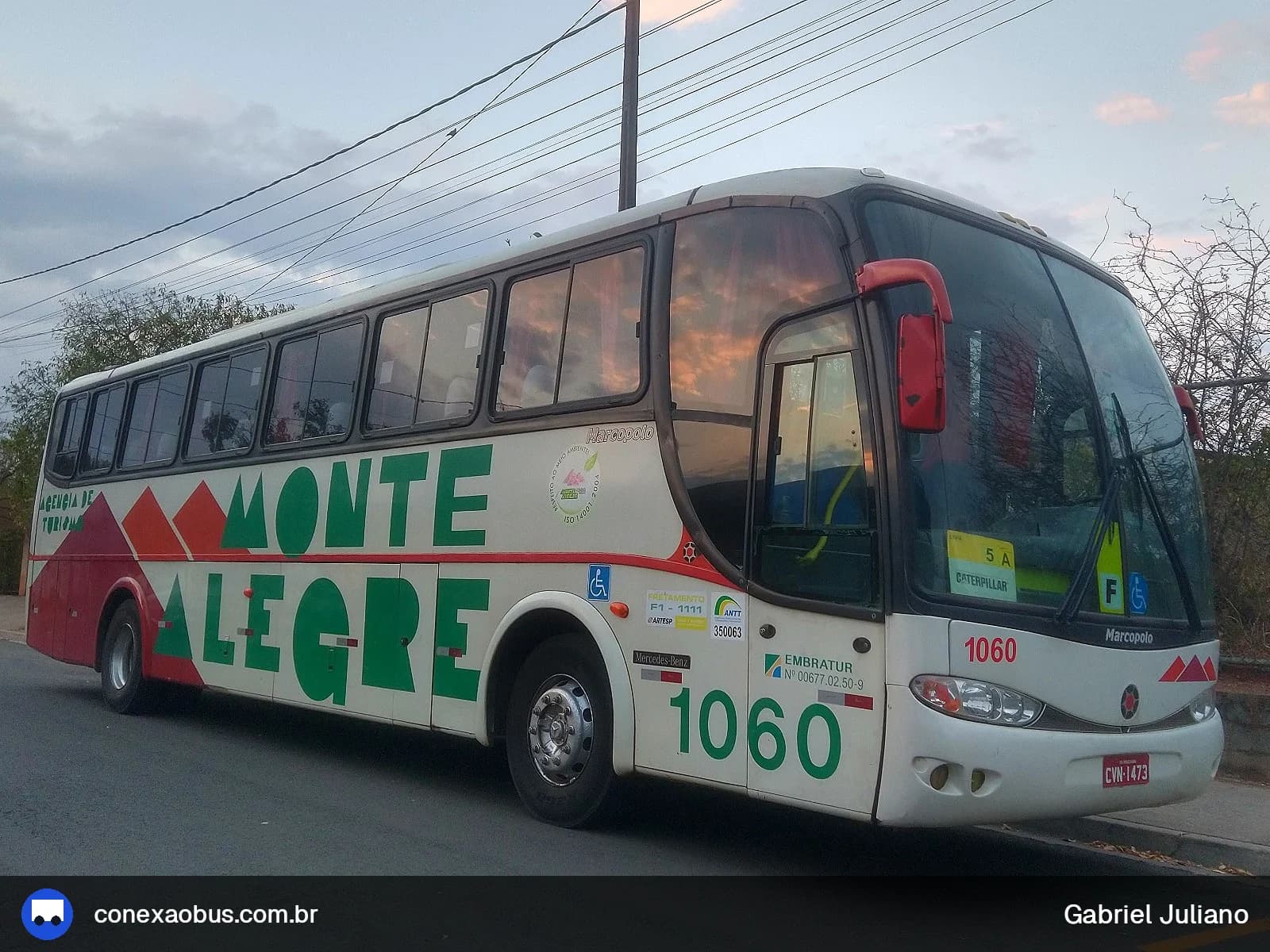 Ônibus Marcopolo Viaggio G6 1050, da Monte Alegre Turismo, prefixo 1060, em Piracicaba-SP