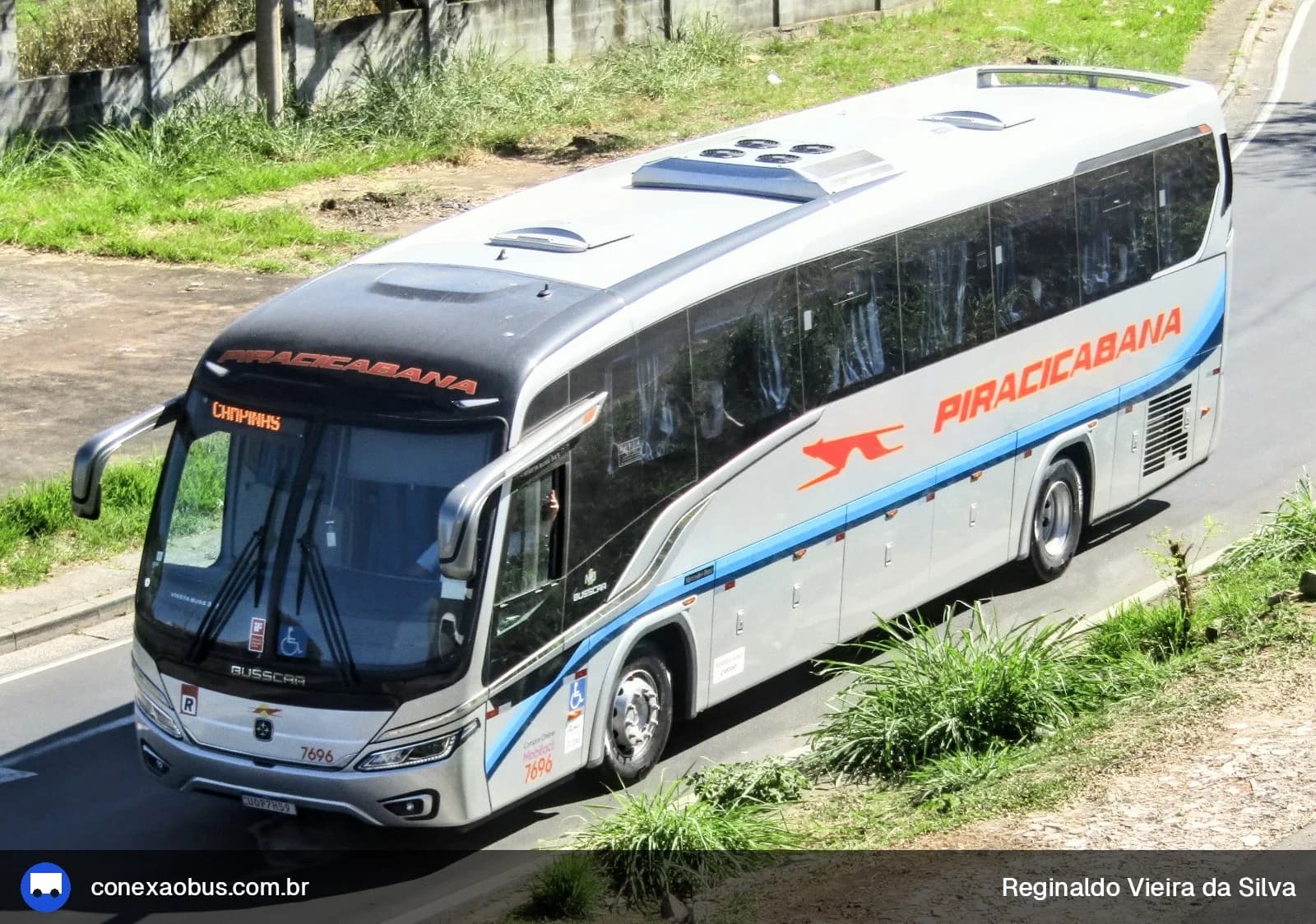 Ônibus Busscar VISSTA Buss 365 NB1, da Viação Piracicabana, prefixo 7696, em Campinas-SP